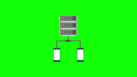 Kommunikationsserver-Netzwerksymbol,-Animation-Der-Mobilen-Server-Verbindungsschleife-Mit-Alphakanal.